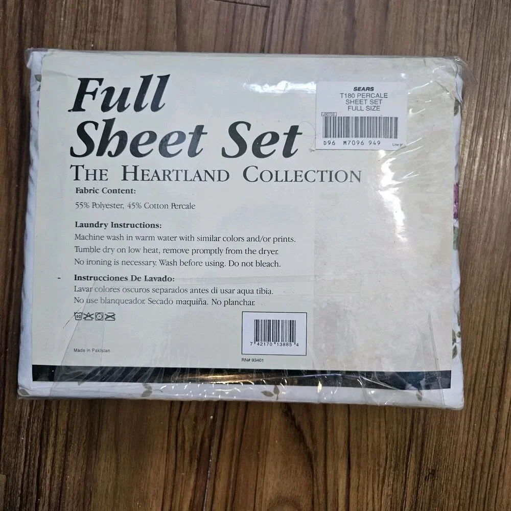 NOS Vintage Sears Heartland Collection FULL Size SET Purple blue Flowers Roses